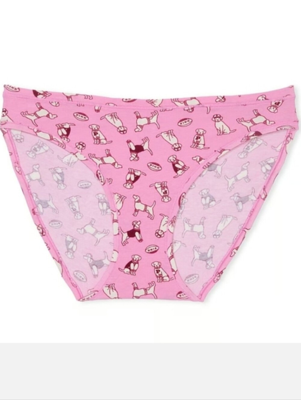 Victoria's Secret Pink Cotton Bikini Panty MEDIUM PINK FOOTBALL DOGS